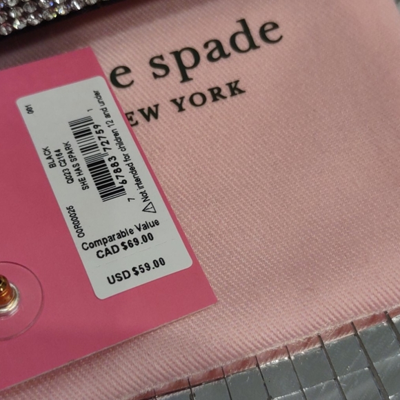 ♠️Kate Spade cubic zirconia she has spark earrings Black Faux Diamond round New - Picture 4 of 11